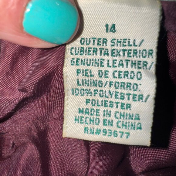 NWT St. Johns Bay Womens Washable Suede Burgundy Leather Pant 14 Genuine Leather - Picture 5 of 8